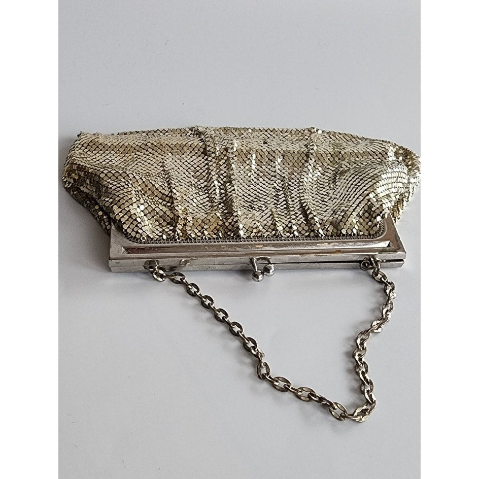 Vintage 50s Bag Silver Mesh Party Purse Whiting Davis