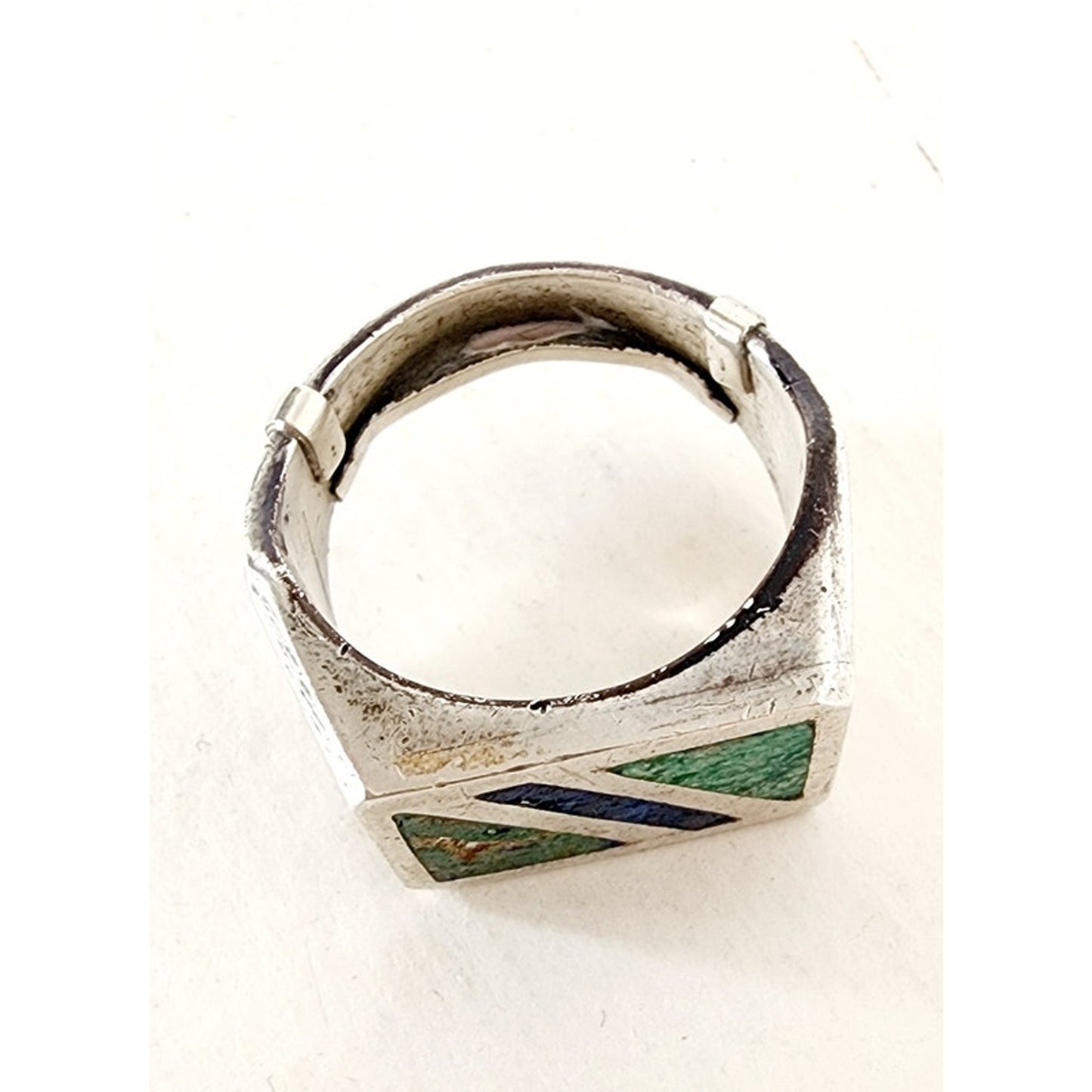 VTG Mens Inlay Ring Sterling Silver Mexico Malachite Lapis Lazuli Eagle Mexico 10.25
