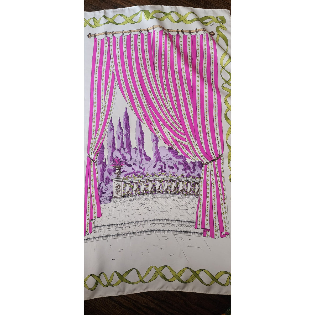 Vintage 1950s Emilio Pucci Scarf "Villa Toscana" 1957 Archival Documented Italian Interior Curtain Window Frames