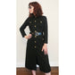 Vintage 1960s Dress Black Knit Wool + Gold Buttons, Belted by Gibi Italy
