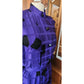 Vintage 80s Blue Geometric Print Silk Dress Button Down Shirt Dress Albert Nipon