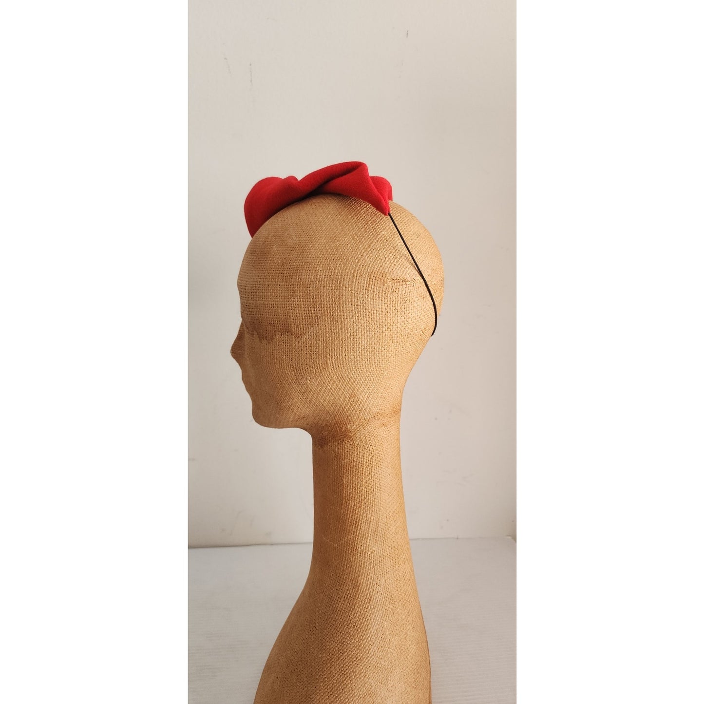 Vintage Red Hat Sculpted Swirled Wool Alva Millinery
