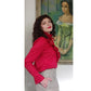 Vintage 80s Fuschia Blouse Ruffled Front Shirt 1 Park Ave