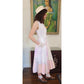 Vintage 90s Cotton Print Sun Dress Sleeveless White Pink Cityscape Print Circle Skirt / S