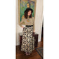 Vintage 1970s Gold & Black Maxi Dress Metallic Spiral Swirl / S
