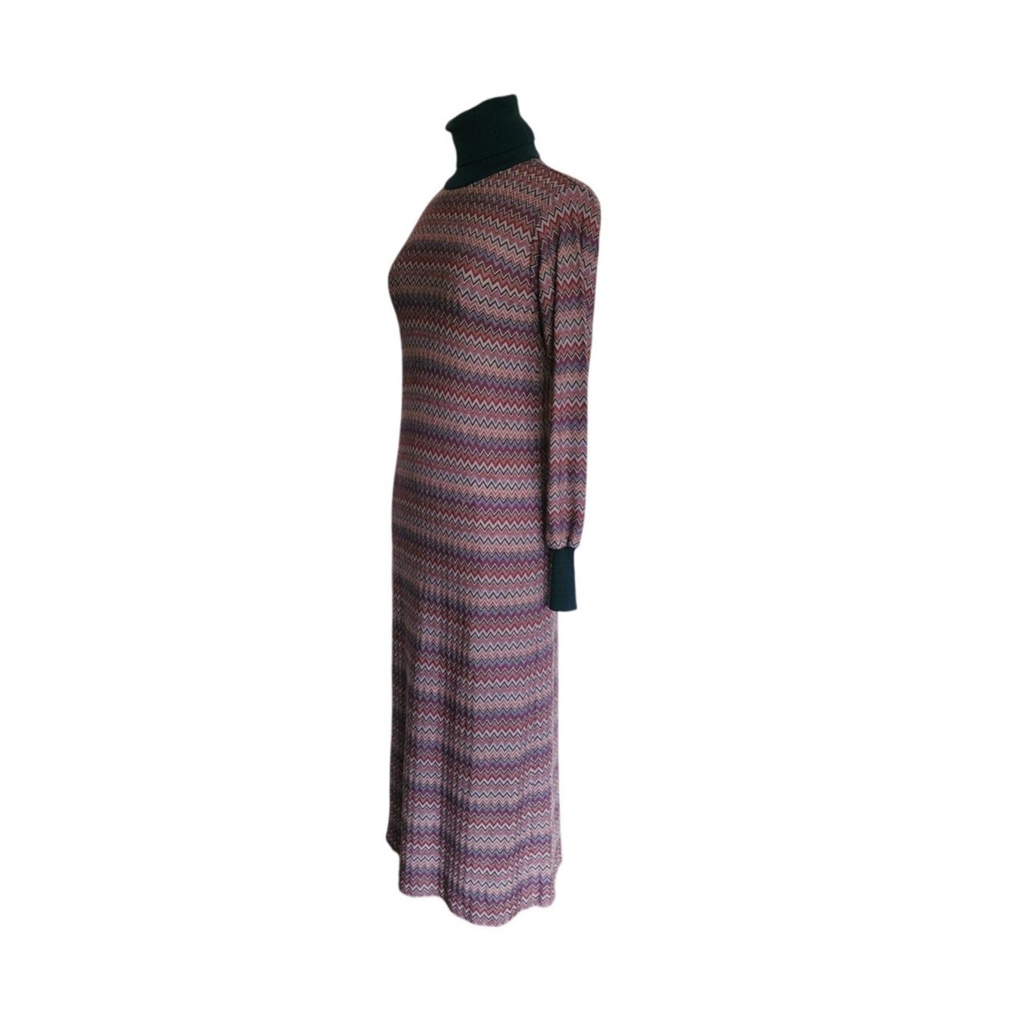 Vintage 1970s Missoni Dress Zigzag Knit Turtleneck Saks Fifth Avenue