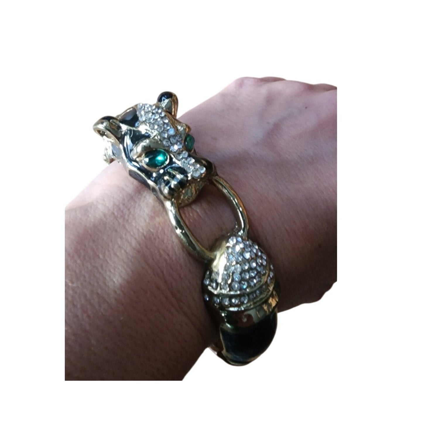 Vintage Black Panther Enamel Bracelet Art Deco Erte Style