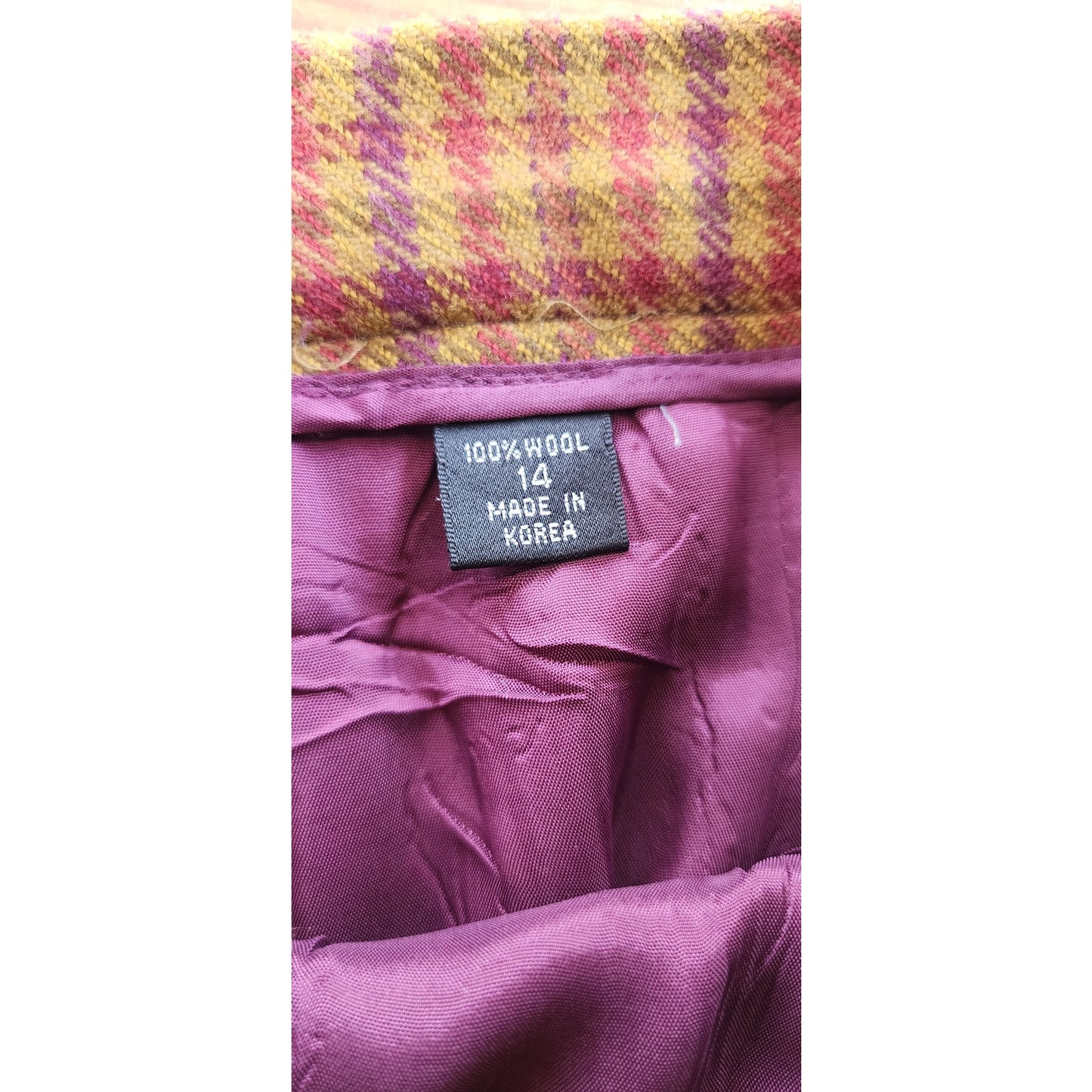 Vintage 80s Houndstooth Wool Pants Mustard Yellow Brown