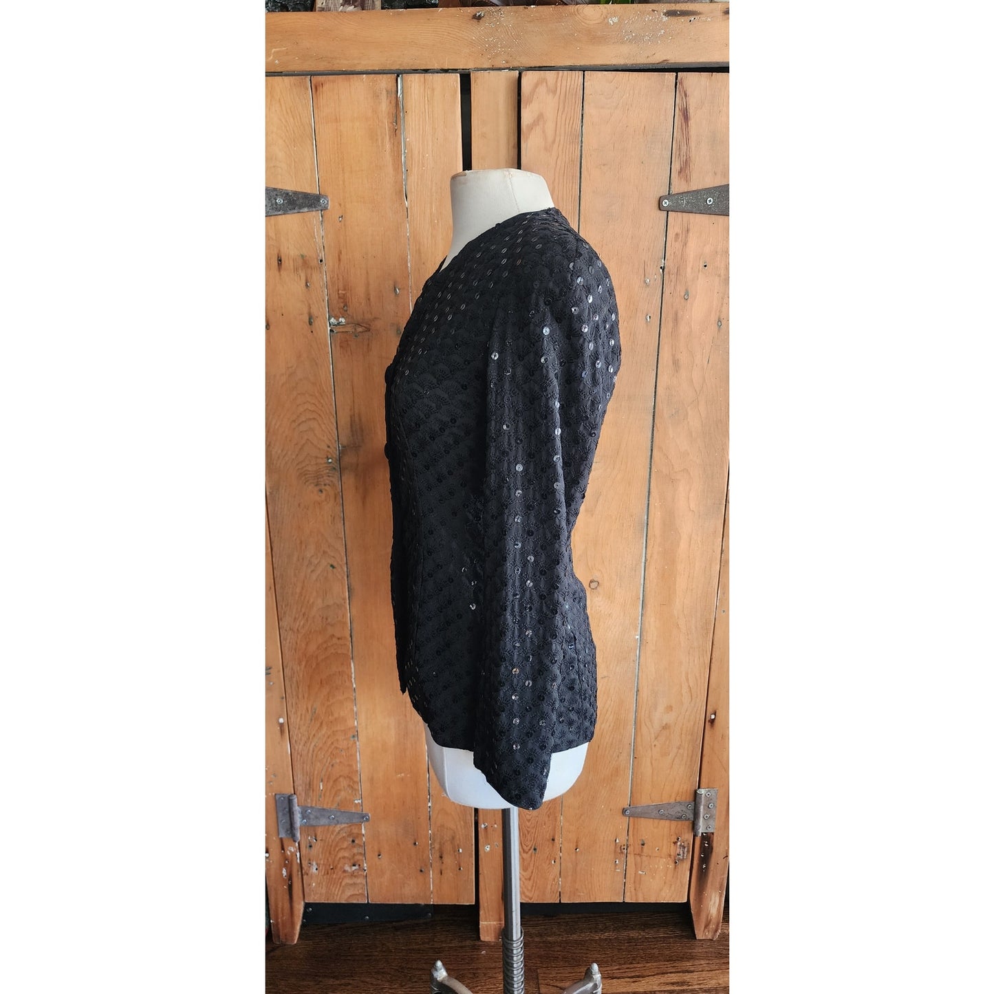 Vintage 90s Armani Fitted Sequined Blazer Black / S-M