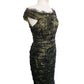 Vintage 2000s M for Missoni Evening Dress Green Black Lace Off the Shoulder / M