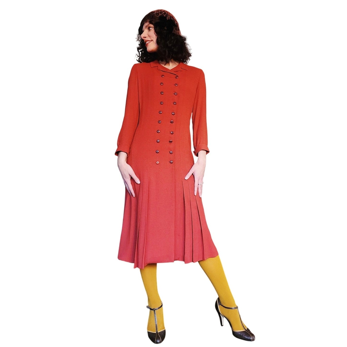 Vintage 90s Chloe Dress Burgundy Red Wool Crepe Button Down Front S