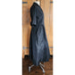 Vintage 50s Black Satin Dress Button Front Short Sleeves