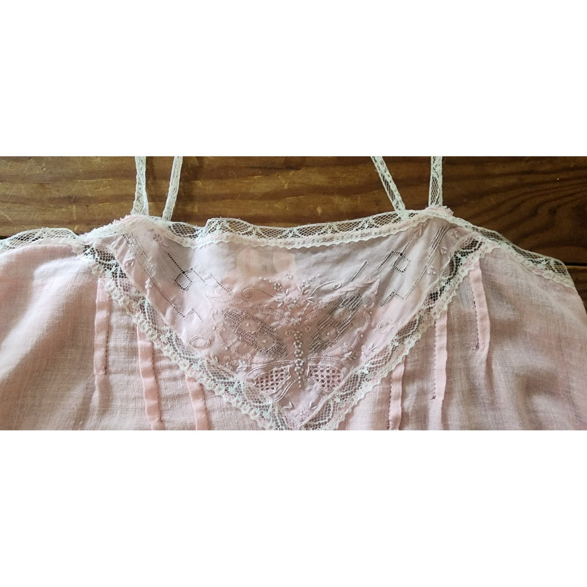 VTG 1980s Pink Cotton Lace Top Shell Embroidered Neo Edwardian Romantic Shirt