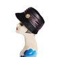 Vintage 1960s Black Hat in 20s Cloche Style Velvet Rhinestone by Joal