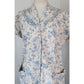 Vintage  40s Shirtdress Floral Cotton Print Pink Blue / L