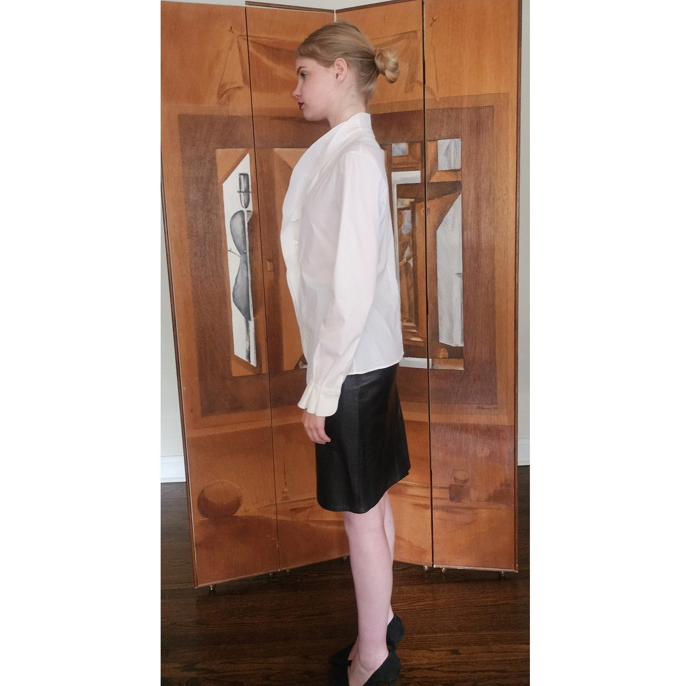 Vintage 90s Jil Sander White Structured Cotton Blouse Shirt Italian Size 40