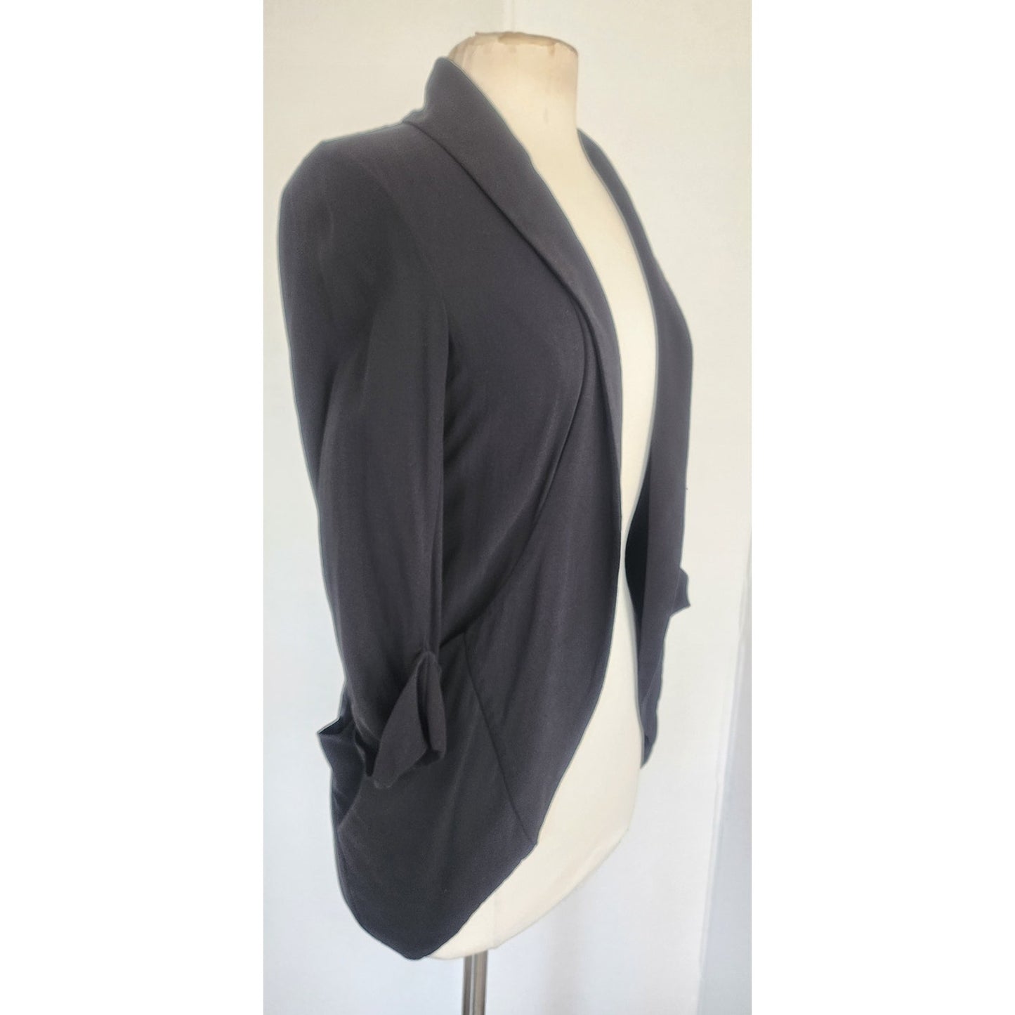 Vintage Eileen Fisher Blazer Black Silk Jacket Petite Minimalist