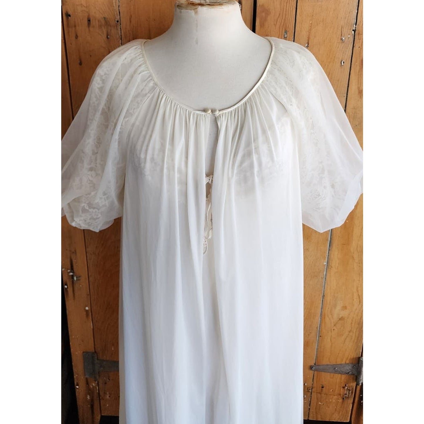 Vintage 50s Peignoir White Nylon Robe + Slip Dress Vanity Fair