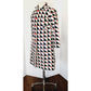 Vintage 60s Mod Dress Suit / Coat Set Geometric Print Navy Blue Red White