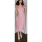 Vintage 40s Pink Dress Pleated Wool Belted w/Rhinestone Pin / S