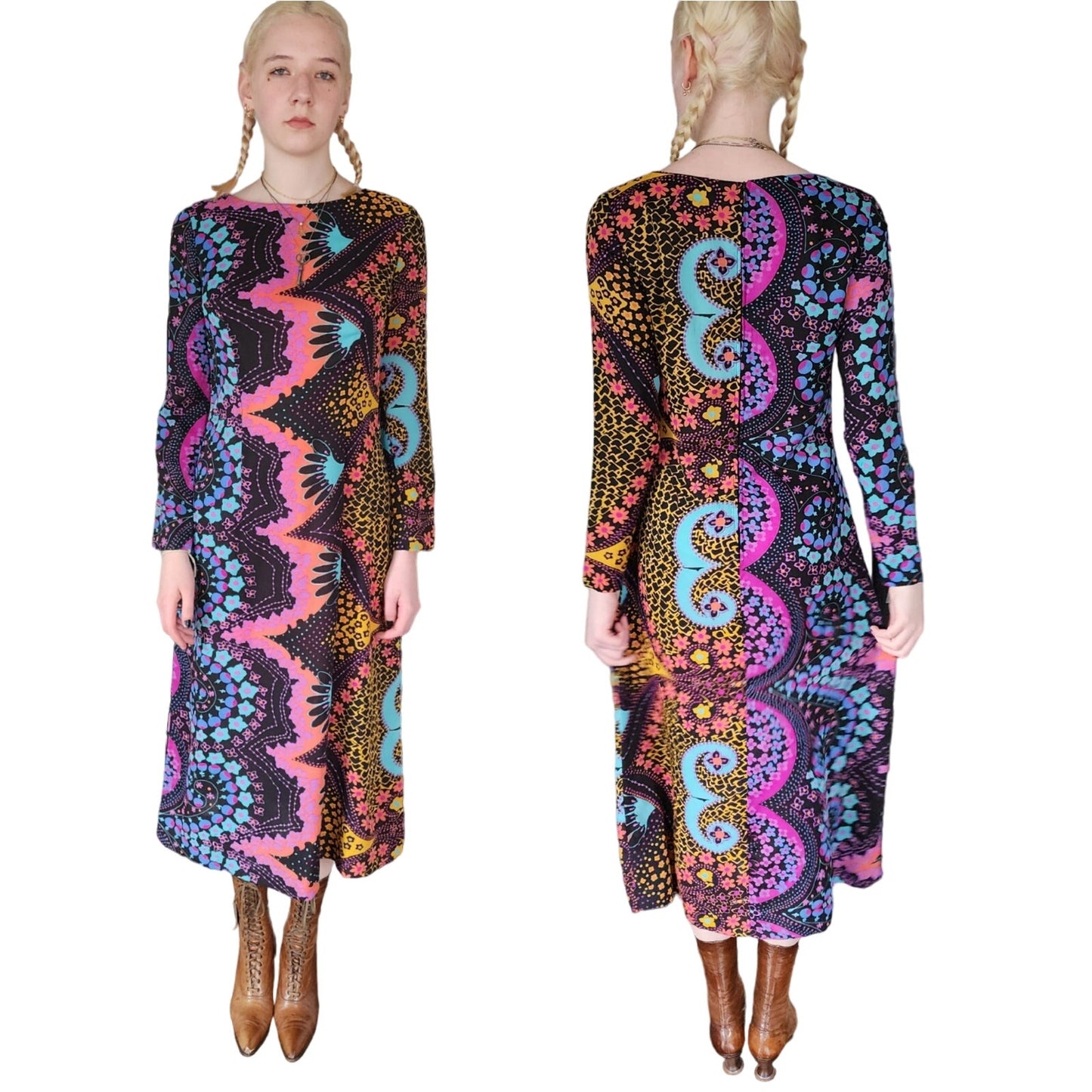 Vintage 70s Dress in Psychedelic Print