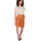 Vintage 1980s Orange Linen Dress Shorts Pleated Front by Perlie / M