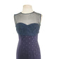 Vintage 1950s Dress + Jacket Suit Set Navy Blue Polkadot Wool Silk / M