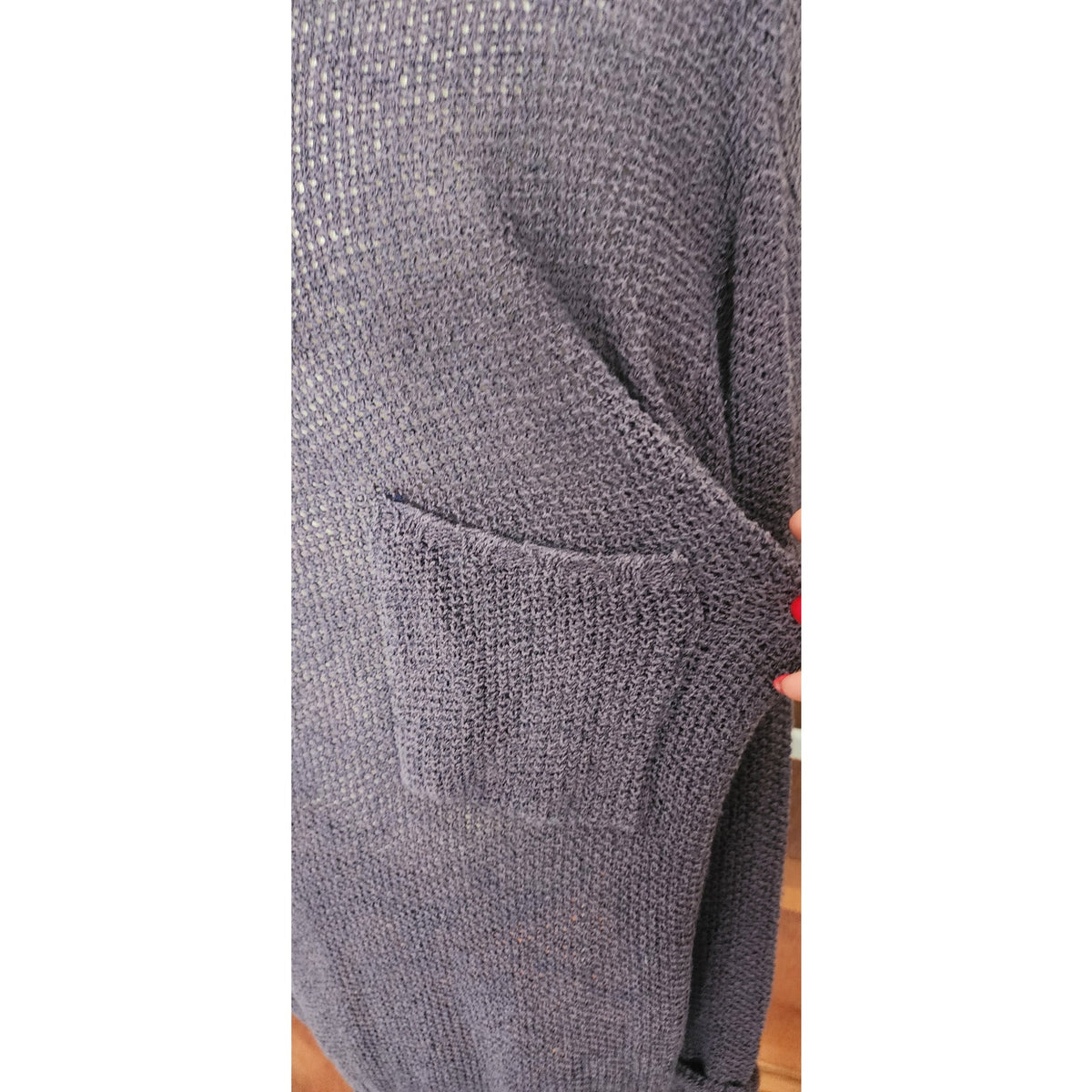 Vintage 1990s Rykiel Homme Mens Sweater Purple Sheer Mesh Open Weave Mock Neck Knit Oversized