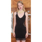 Vintage Y2K Bebe Black Bandage Dress Side Lattice Cutout Clubwear