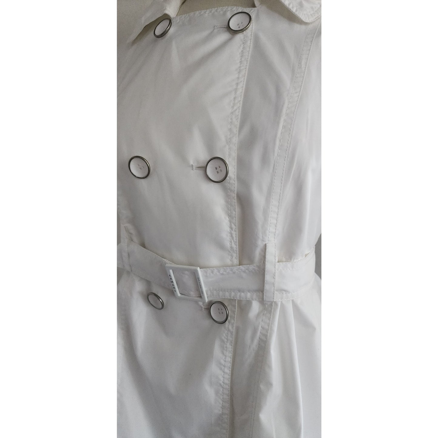 Vintage 90s Armani Short Trench White Coat Bubble Hem / S