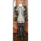 Vintage 80s Tan Chho Duster Sheer Coat Beaded Sequined Embroidered Evening Jacket Black Gold