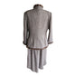 Vintage ESCADA Dress + Jacket Suit Set Alpaca Blend Wool Tweed Striped Mink Fur Trim / L