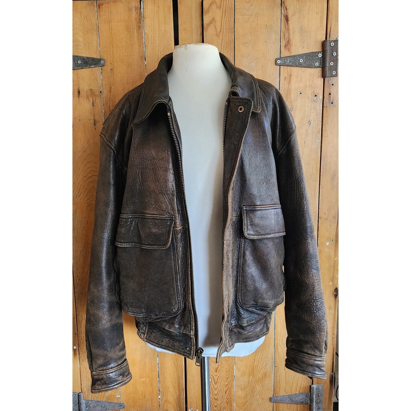 Vintage 80s Men's Jacket Brown Leather Bomber Sawyer of Napa