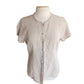 Eileen Fisher Beige Linen Top Short Sleeve Button Down / M