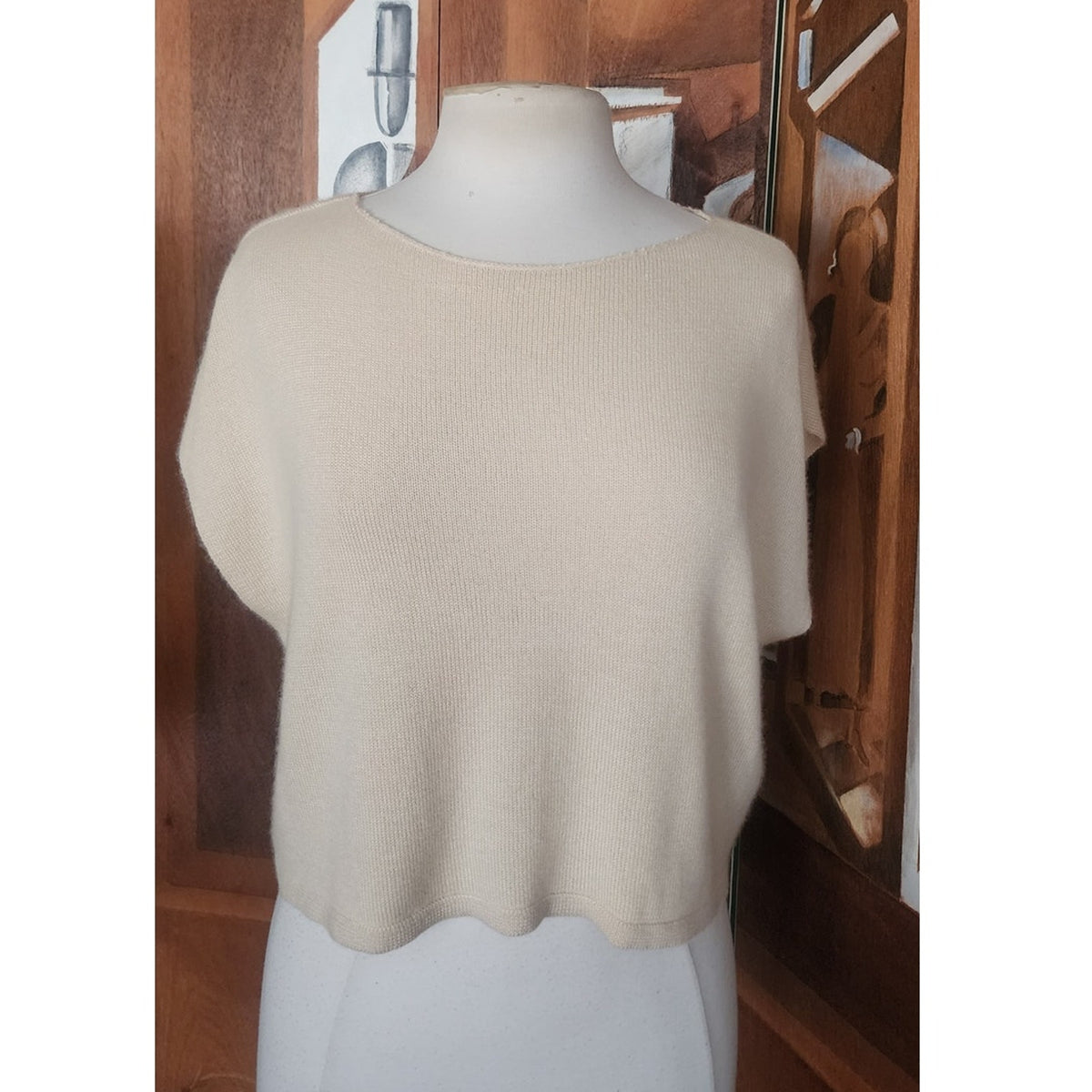 Vintage 1990s Zoran Set Cashmere Silk Knit Cardigan Maxi Skirt Shell Cream 3 Pc