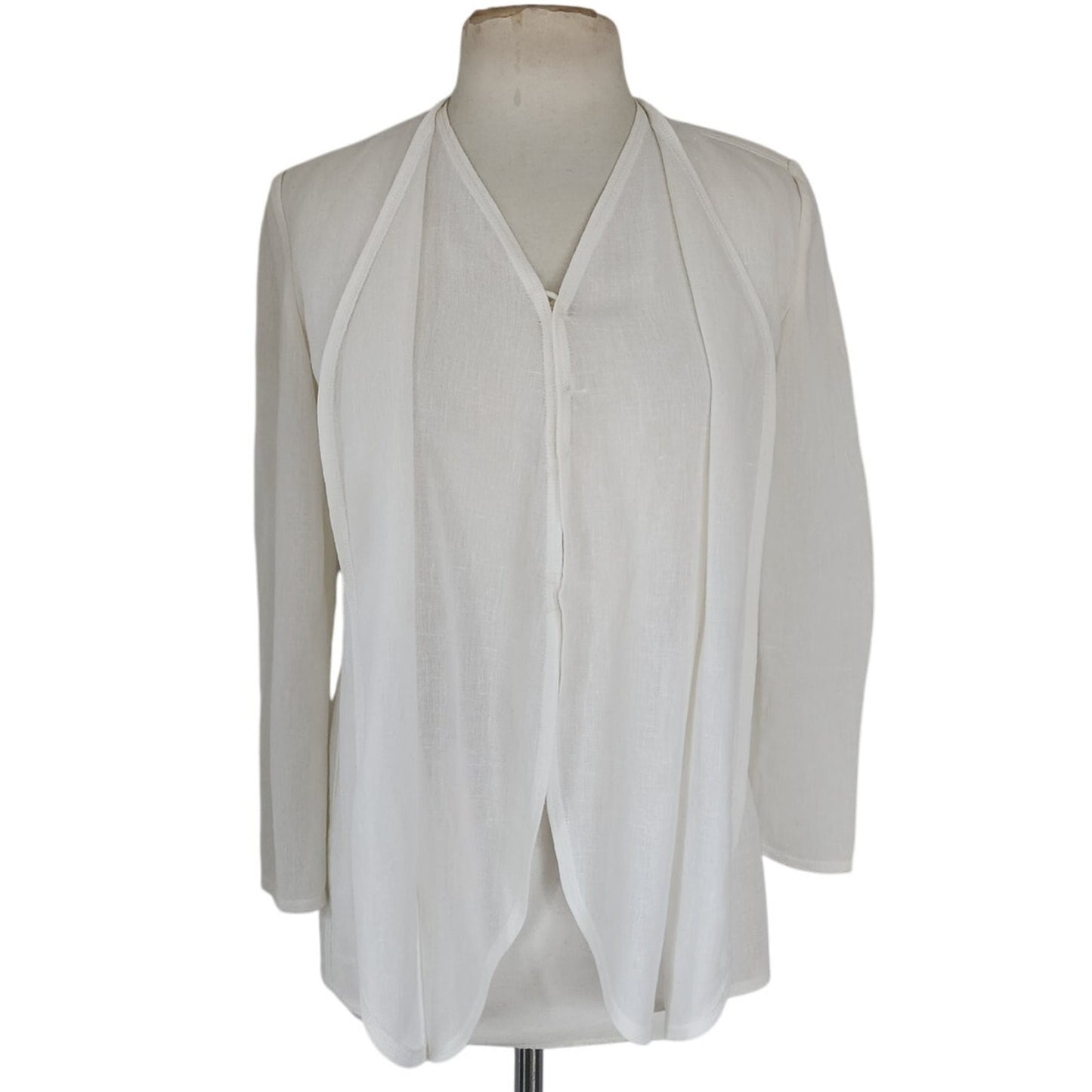 Vintage 90s GIORGIO ARMANI BLACK LABEL Jacket White Linen Blazer / Medium