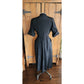 1950s Black Satin Shirt Dress Short Sleeves