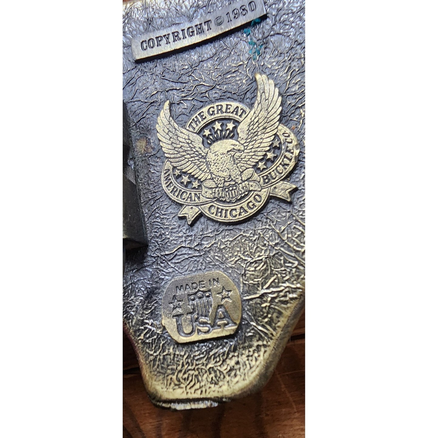 Vintage 1980s Tooled Leather Belt Mens Brass Buckle Texas Lone Star / Great American Buckle Company Chicago 42" - 47"