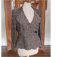 Vintage 2000s Armani Blazer Gray Gold Boucle Tweed Peplum Fitted Jacket / L