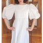 Vintage 80s Barboglio Neiman Marcus White Cotton Puff Sleeve Prairie Peasant Dress