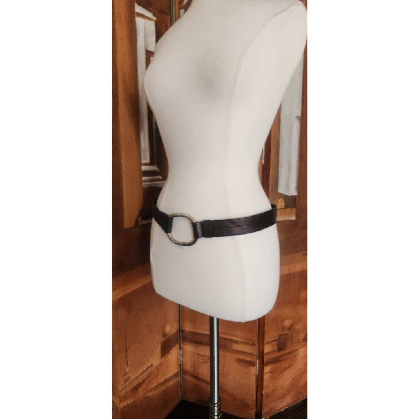 Vintage 2000s Prada Belt Brown Leather Minimalist Silver Buckle O Ring Clasp 36"