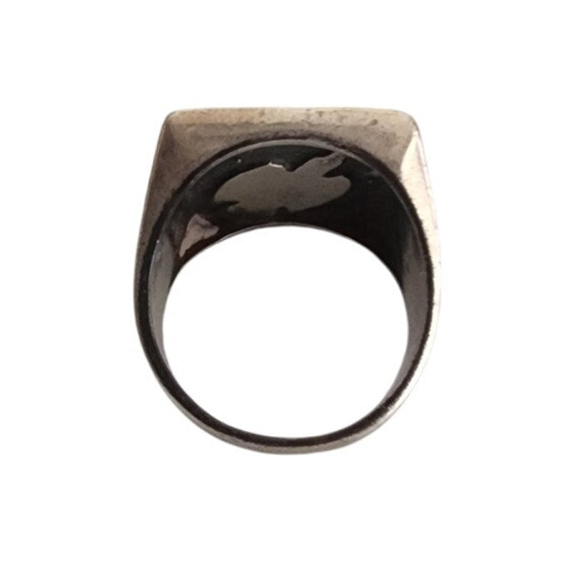 Vintage Mens Ring Native American Sterling Silver Thunderbird Turquoise Coral Chip Mosaic Navajo Inlay