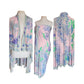 Vintage 70s LEONARD Silk Jersey Shawl Wrap Pastel Floral Print Impressionist