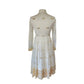 Vintage 1970s Boho Dress White Gold Brocade Embroidery Indian Style Chuck Howard