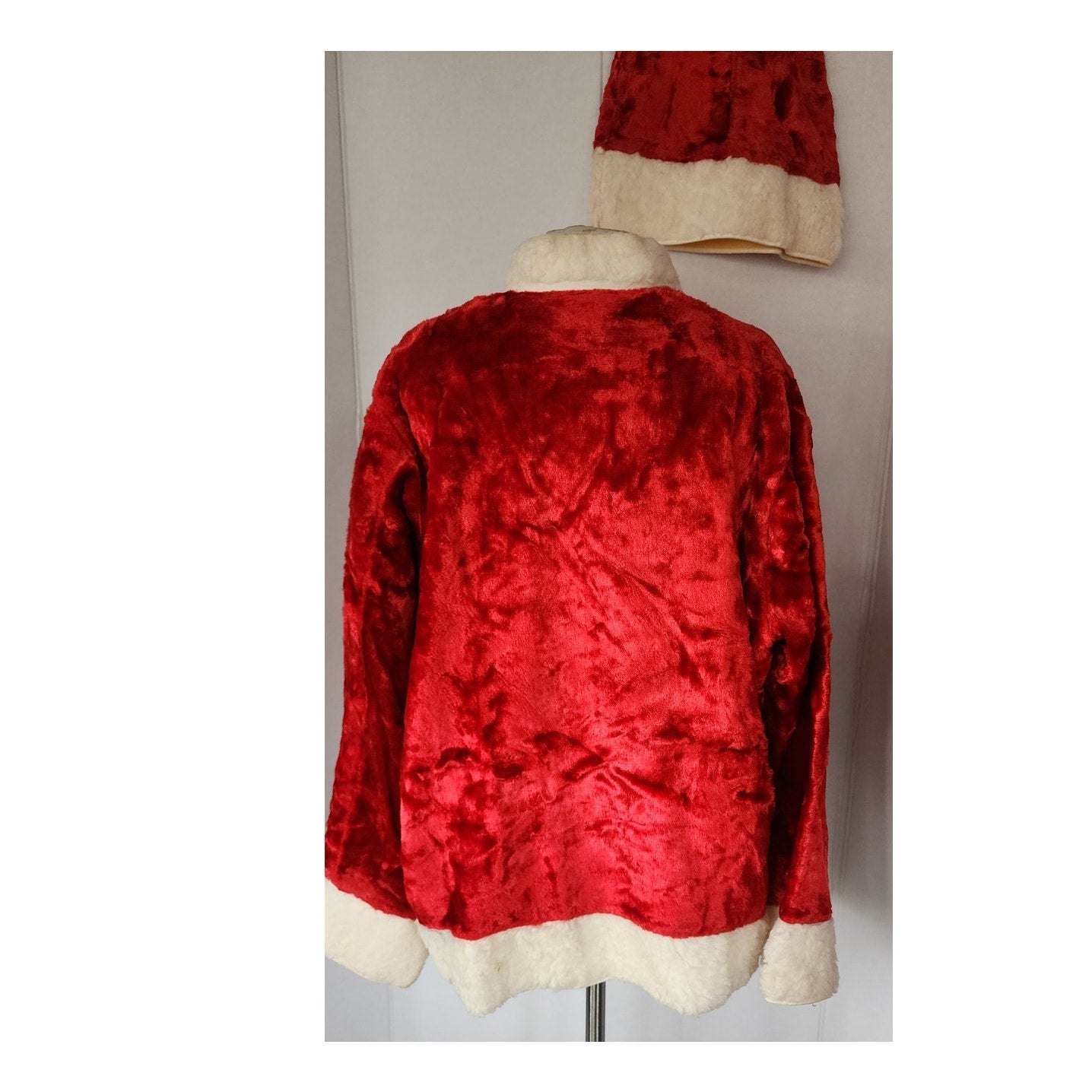 Vintage Santa Claus Costume Jacket Pants Hat Red Velvet