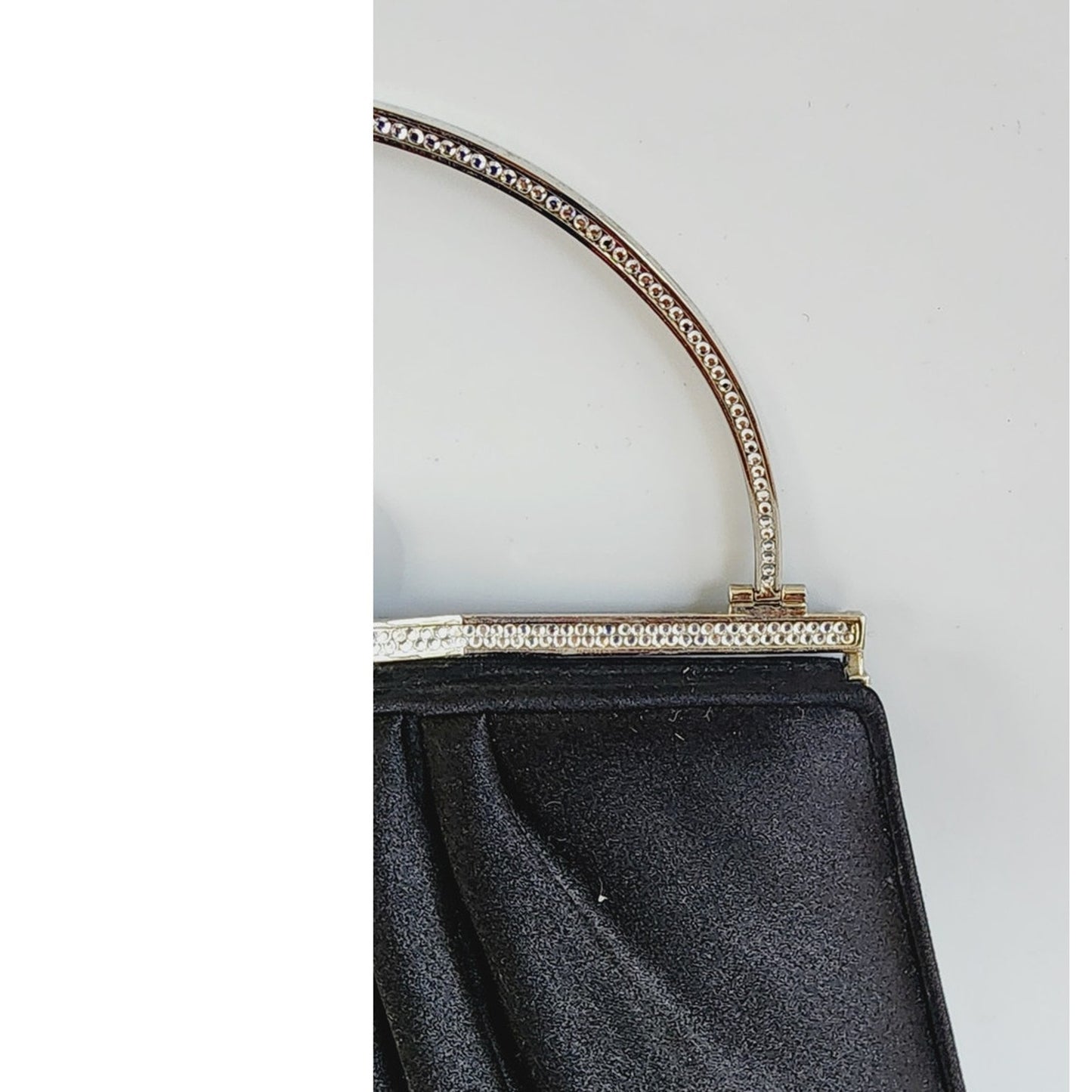 Vintage Judith Leiber Bag Black Satin w/ Crystal Handle