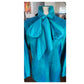 Vintage 80s Silk Blouse Electric Blue w/Pleats and Belt/Pussycat Bow / M