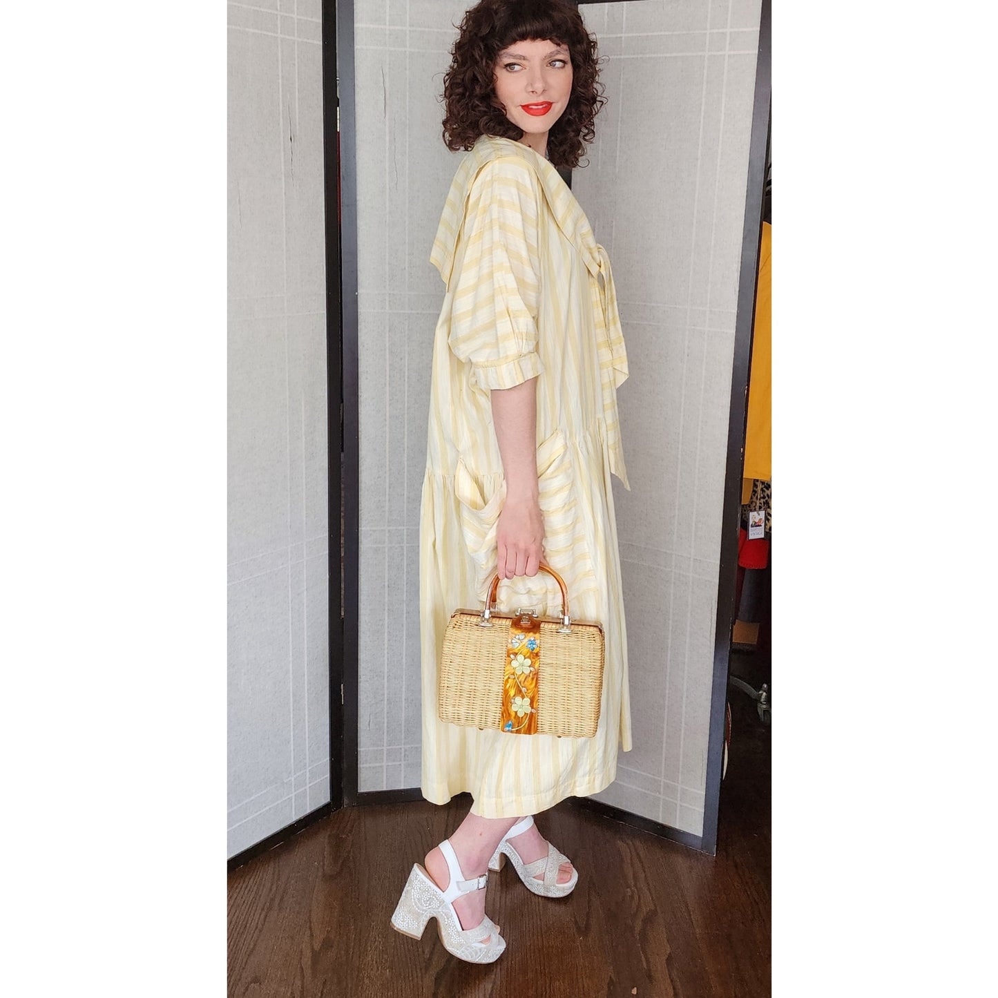 Vintage 60s Wicker Basket Purse Princess Charming Atlas