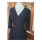 Vintage Eileen Fisher Y2K Black Rayon Stretch Knit Wrap Dress Midi