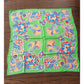 Vintage YSL Scarf Silkprint Square Floral Paisley Green Yves Saint Laurent 70s 80s